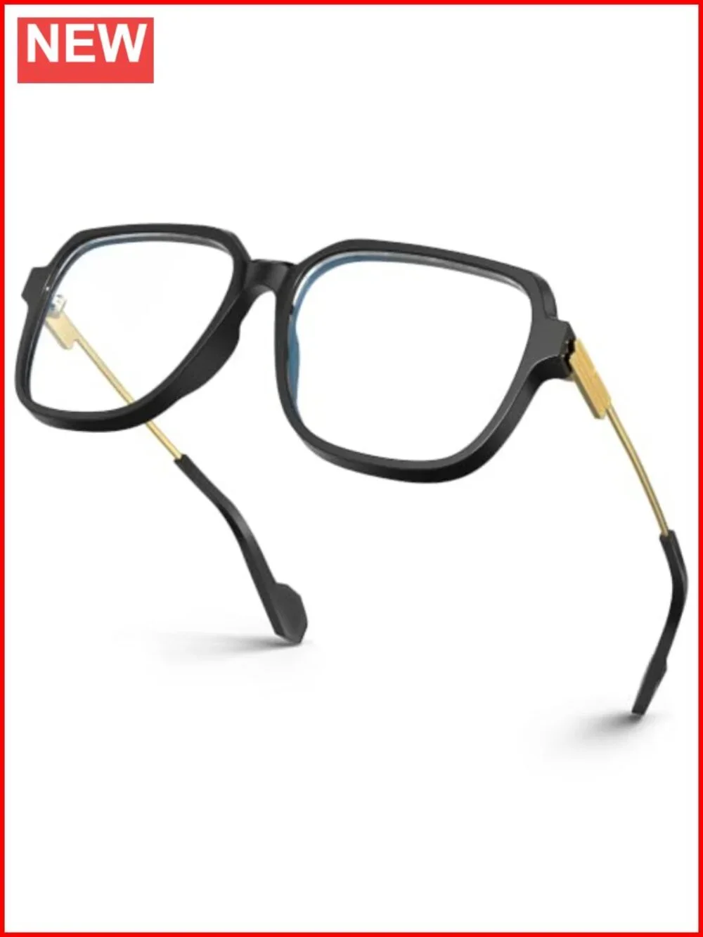 Oversized Blue Light Blocking Glasses with Metal Temple - Unisex